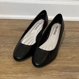 Easy Street Black Faux Leather‎ Pumps Heels Classic Career Office Shoes 8M EUC